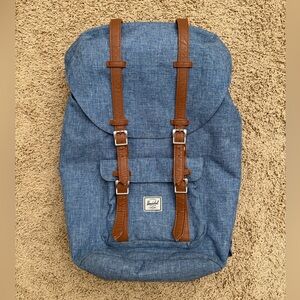 Herschel Supply Co Little America 30L Backpack Blue Leather Laptop RARE Color